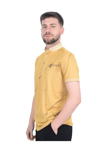 Cengiz İnler Baskı Desenli Erkek Polo Yaka  T-shirt