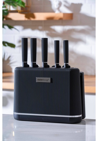 Cooper 10 Parça Standlı Kesme Tahtası Ve Bıçak Seti Siyah