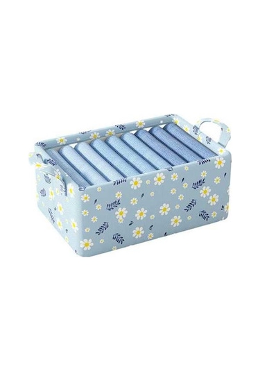 Dancemonkey Cbtx Jjtz 47x28x20cm Papatya Desenli Katlanır Elbise Organizatör Kutusu - Mavi 140l