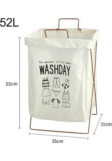 Cbtx 52 L Katlanabilir Çamaşır Sepeti Demir Raf Pamuk Keten Kirli Giysiler Saklama L Yeşil Diğer