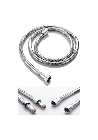 Kustar Yüksek Kaliteli Örgülü Spiralli Banyo Duş Hortumu 1,5 Metre Gri
