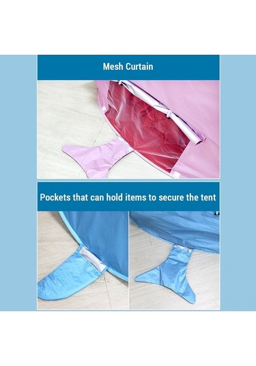 Artfulabode Up Pop Plaj Plaj Mekan Mavi Koruma Köpekbalığı İçin Güneş Dış Çocuklar Çadırı Çadırı Çadırı Bebek Ji Mavi