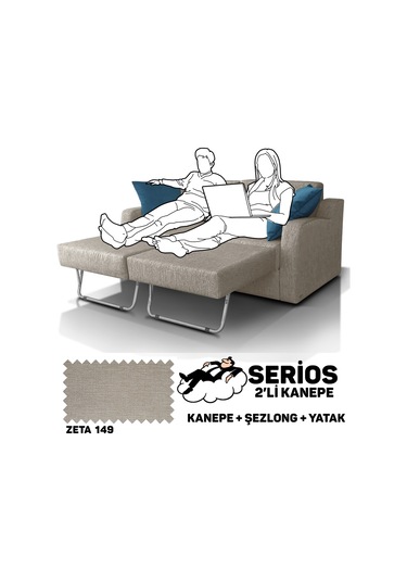 Serios Şezlonglu Yataklı Kanepe - Zeta 149