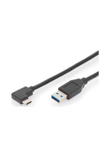 Digitus AK-300147-010-S 1 Mt USB 3.0 to USB Type C Gen2 90 Derece 10GB 3A USB Kablo