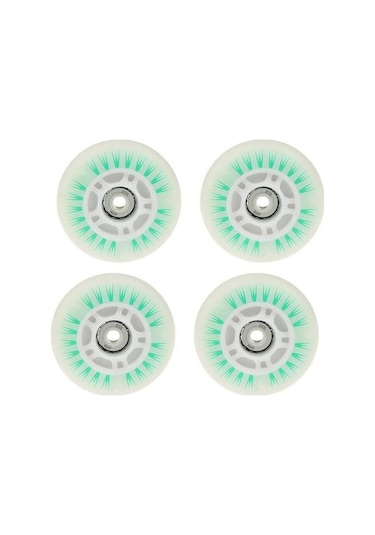 Bosphorusboutique Yeşil 4 Adet 76/80mm Paten Led Işıklı Yanıp Sönen Tek Sıra Tekerlekli Paten Ayakkabı Tekerlekleri 76 Mm Nj Yeşil