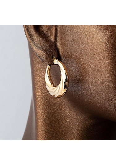 Taşsız 14 Ayar Altın Halka Küpe DLM119