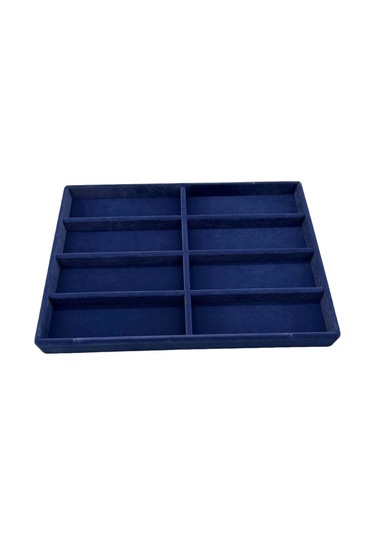 New York Model Süet Süet Kumaş Lacivert Renk 34/24 Cm Bölmeli Çekmece İçi Gözlük Standı Çok Renkli