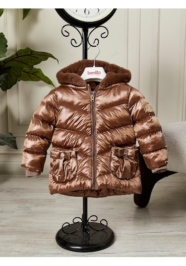 Benitto Kids Kız Bebek Çocuk Kapüşonlu Mont 51360 Kahve