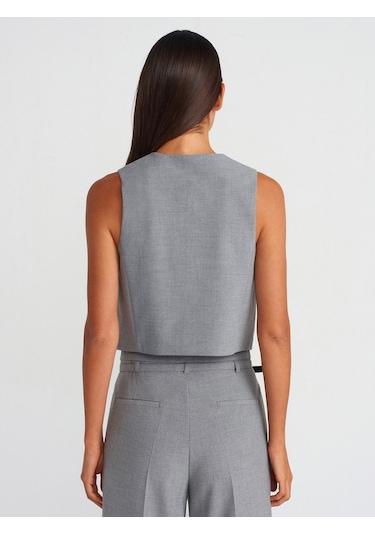 Dilvin 60562 Kısa Özel Dikim Yelek Açık Gri