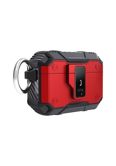 Noktaks - Airpods 3. Nesil Uyumlu - Kılıf Darbelere Karşı Dayanıklı Düğmeli Airbag 35 Kılıf - Kırmızı - T31753 Kırmızı