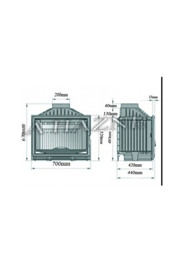 70'lik Standart Turbolu Klapeli Şömine Haznesi