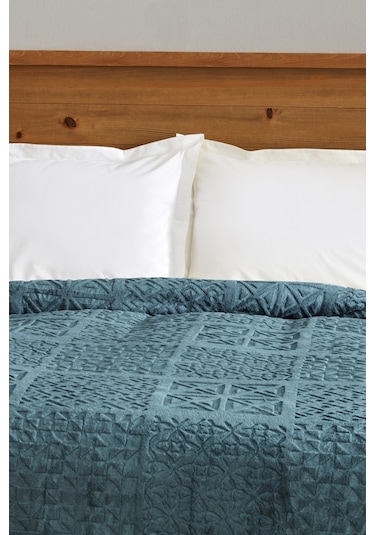 Karaca Home Blair Çift Kişilik Embos Battaniye Petrol 200x220 CM Petrol Yeşili