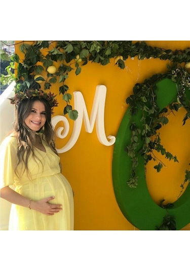 Modalabio Moda Labio- Babyshower Melek Kol Hamile Elbisesi Sarı