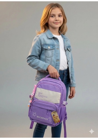 Backpack Çok Bölmeli Okul & Günlük Sırt Çantası Lila