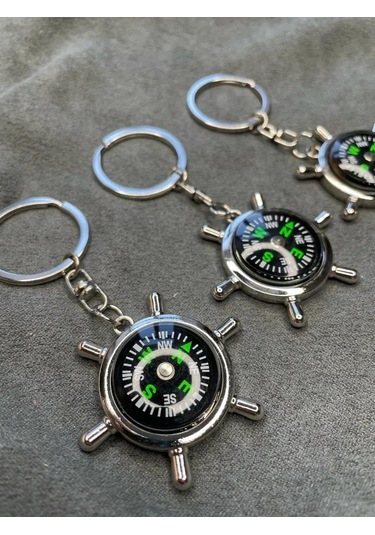 Leezsing Denizciler İçin Metal Gemi Direksiyonu Pusula Anahtar Zinciri - Dayanıklı Malzeme, Güvenli Tutma, Çeşitli Renkler Gümüş