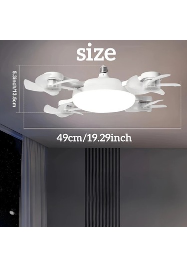 Motion003 Zeki Modern Led Lambalı Dört Başlıklı Fan Çok Fonksiyonlu Tavan Fanı Işıklı Drone Tarzı Çift Fanlı 4 Kanatlı 3 Ayarlı Uzaktan Kumandalı