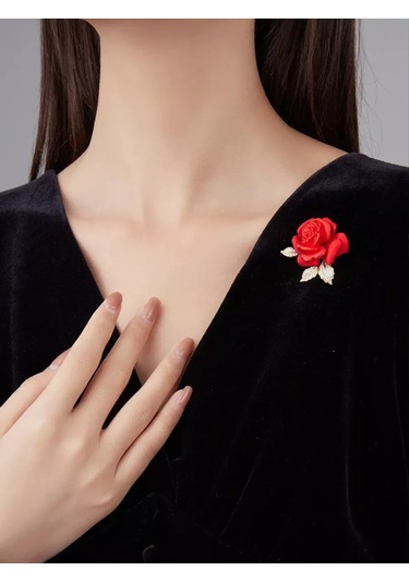 Beautiful Detail Broş Çiçek Gül 214132354 Kırmızı