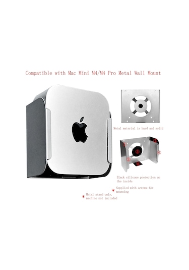Mac Mini M4/m4 Pro Mount, Metal Duvar Montajı, Masa Tutucu Altında, Vesa Monitör Standı, Silikon Korumalı Seyir Tasarruflu Mac Mini M4 Dock