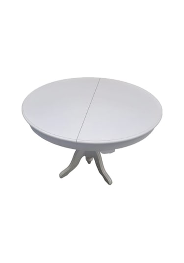 Masa Baba Ayak Ihlamur Ağacı  MDF Tabla, Parlak Krem Lake Boya 110 cm İtinalı paket kergo El Yapım