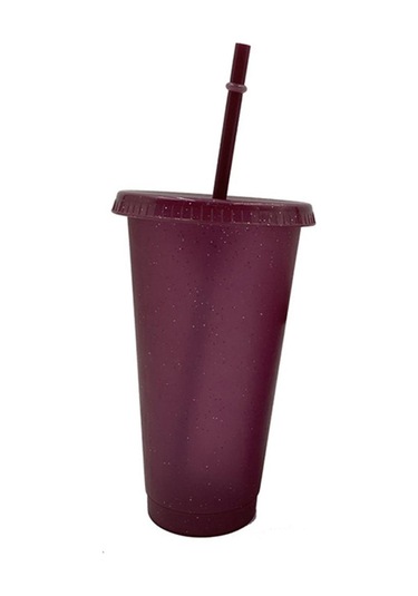 Su Şişesi Parlak Soğuk Kapaklı Bardak Saman İçme Bardağı Taşınabilir Yeniden Kullanılabilir Bardak