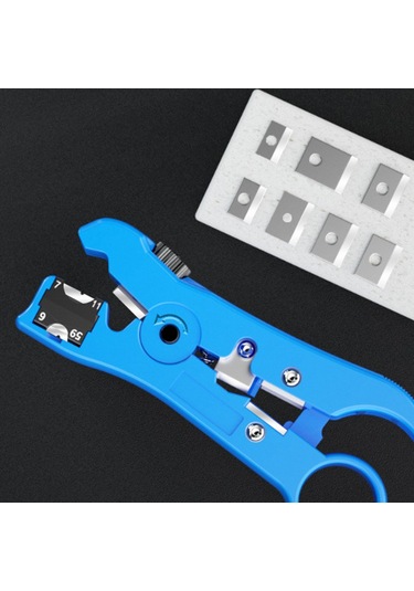 Tenfowee Mavi Çok Amaçlı Kablo Soyucu: Rg-59/rg-6/rg-7/rg-11 Koaksiyel, Dairesel, Düz Ve Çiftli Kablolar İçin Sk5 Çelik Bıçaklı El Aleti