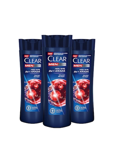 Clear Men Kepeğe Karşı Etkili Şampuan Hızlı Stil 2si 1 Arada 3 x 350 ML