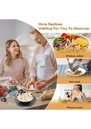 Shineyee Dstana Elma Aleti, Manuel Tavuk Dilimleyici, Cam Gözlük, Ergonomik Tutamak, Paslanmaz Çelik Çatal Ve Nilon Fırça İçeren Siyah Alet Seti Siyah