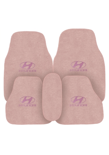 Hyundai Nakış İşlemeli 5 Parça Şeker Pembe Araç Oto Halı Paspas | Kadın Sürücülere Özel Araba Paspas