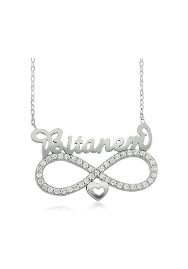 Sonsuzluk Bitanem Yazılı Kadın Gümüş Kolye Sevgiliye Wsn95
