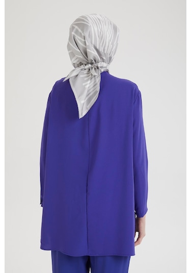 Armine Trend Kolları Düğmeli Taş Desenli Tunik-morcivert 25yt443 Morcivert