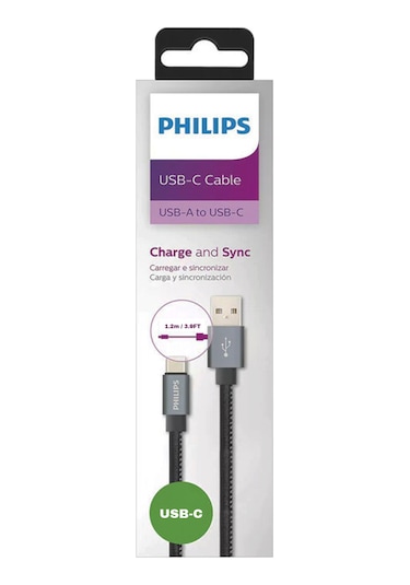 Philips 3A 60W Type-C Deri Kaplama Hızlı Şarj ve Data Kablosu