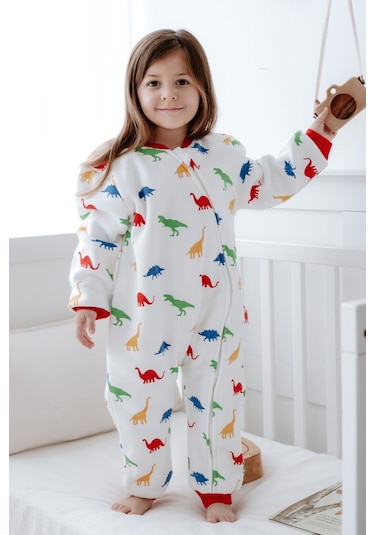 Lilabio Kız Erkek Çocuk %100 Pamuk 1.5 Tog Desenli Uyku Tulumu Dinozor Çok Renkli
