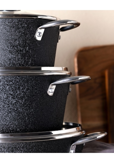 Madame Coco Titanium 7 Parça Tencere Seti Noir - Siyah Tncr0000000040