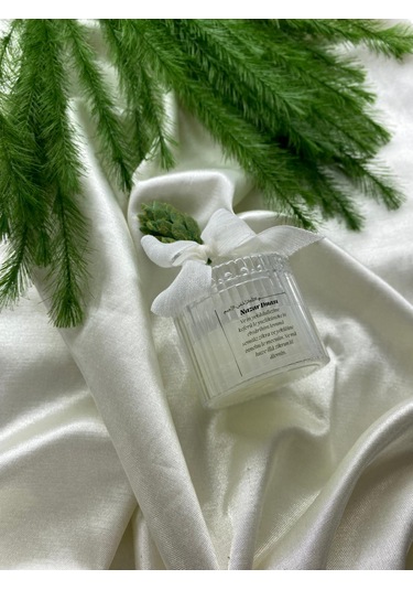 Nazar Duası Mika Kapaklı Mum Hediyelik Beyaz Kurdele Ve Çam Detaylı Özel Gün Süsü Şeffaf