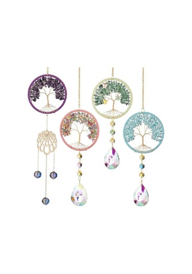 Xianwen Geeroyoo Doğal Kristal Yaşam Ağacı Rüzgar Çanı -