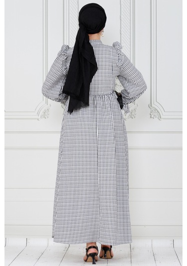 Pötükare Fırfır Detaylı Eda Elbise-siyah-4035-siyah Siyah