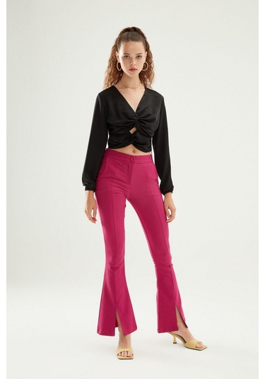 Dekolte Detaylı V Yaka Bluz Siyah-1776 Siyah