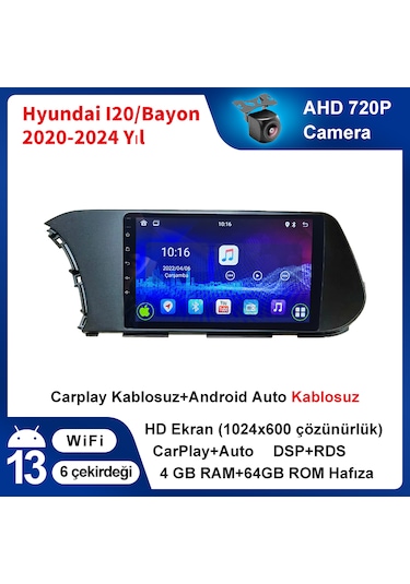 Hyundai I20/bayon 2021-2024 Yıl 4gb Ram 64gb Rom Carplay Multi...