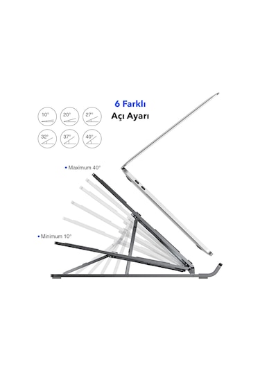 Idock N29-3 Katlanır Aluminyum Laptop Bilgisayar Standı - Siyah