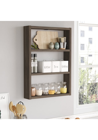 Robinhome Robin Home Marla 3'Lü Duvar Rafı Mutfak Banyo Rafı Kahve Ma1-Cu