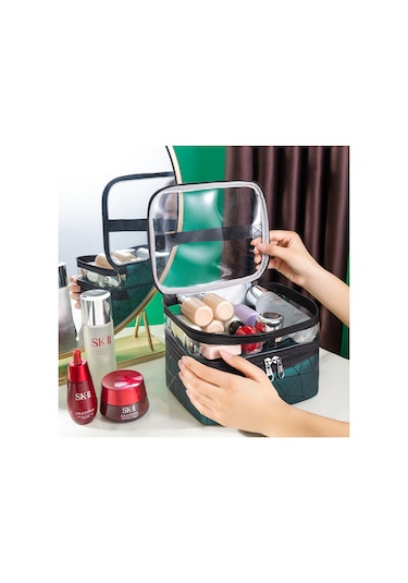 Dekohop Pu Deri İki Bölmeli Makyaj Çantası