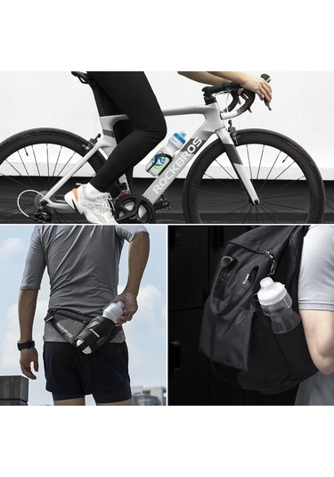 Açık Spor Plastik Taşınabilir Büyük Kapasiteli İçme Suyu Şişesi Gri