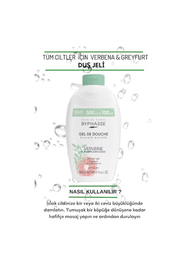 Byphasse Plaisir Natura Verbena & Greyfurt Duş Jeli 600 ML