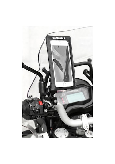 Motowolf Su Geçirmez Çantalı Dokunmatik Telefon Tutucu Ayna Bağlama