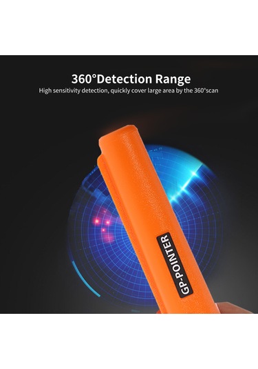 Maiyame Taşınabilir Yüksek Hassasiyetli Metal Dedektörü, Titreşim Ve Sesli Alarm, Led Işıklı, Pil Hariç, Turuncu Portakal