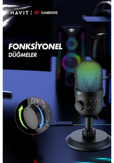 Havit Gamenote GK52 RGB Profesyonel Oyuncu Yayıncı Mikrofonu