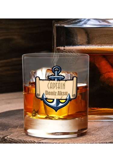 Bk Gift Kişiye Özel İsimli Dtf Kaptan Tasarımlı Viski Kadehi-3, Arkadaşa Hediye, Sevgiliye Hediye Kobitmeyencom30362 Bk Gift