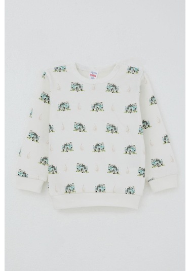 Breeze Erkek Bebek Pijama Takımı Omuzdan Patlı Macera Temalı Küçük Kaşif 4 Ay-1 Yaş, Ekru Ekru