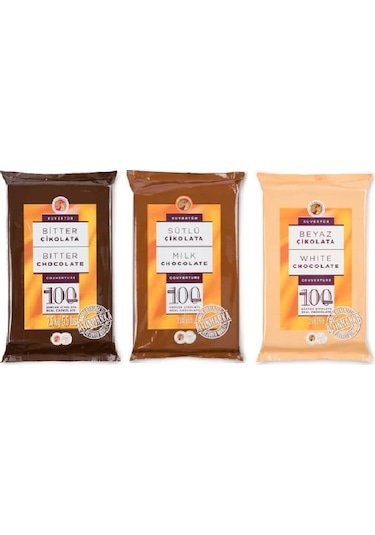 Altınmarka Bitter + Sütlü + Beyaz Çikolata Kuvertür 3 x 2500 G