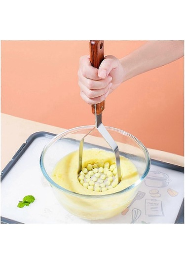 Paslanmaz Çelik Patates Ezici Kauçuk Saplı, 2'li Paket Patates Ve Sebzeleri Ezmek İçin Eski Mutfak Aletigümüş